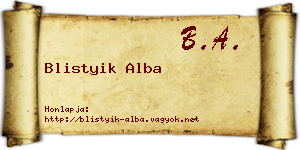 Blistyik Alba névjegykártya